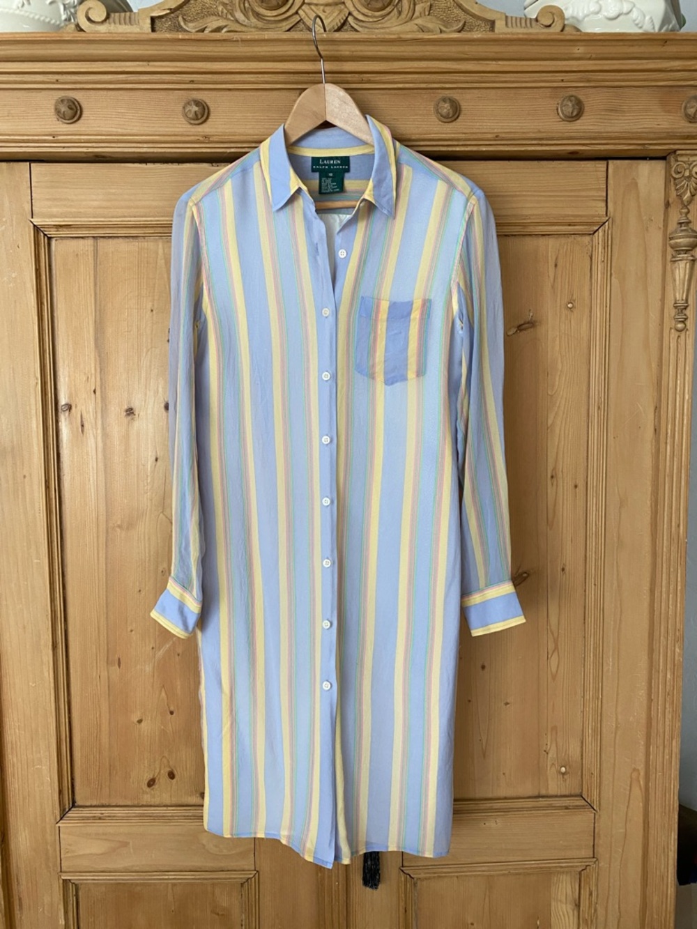 Lauren Ralph Lauren Pastel Blue & Yellow Striped Button-Down Shirt